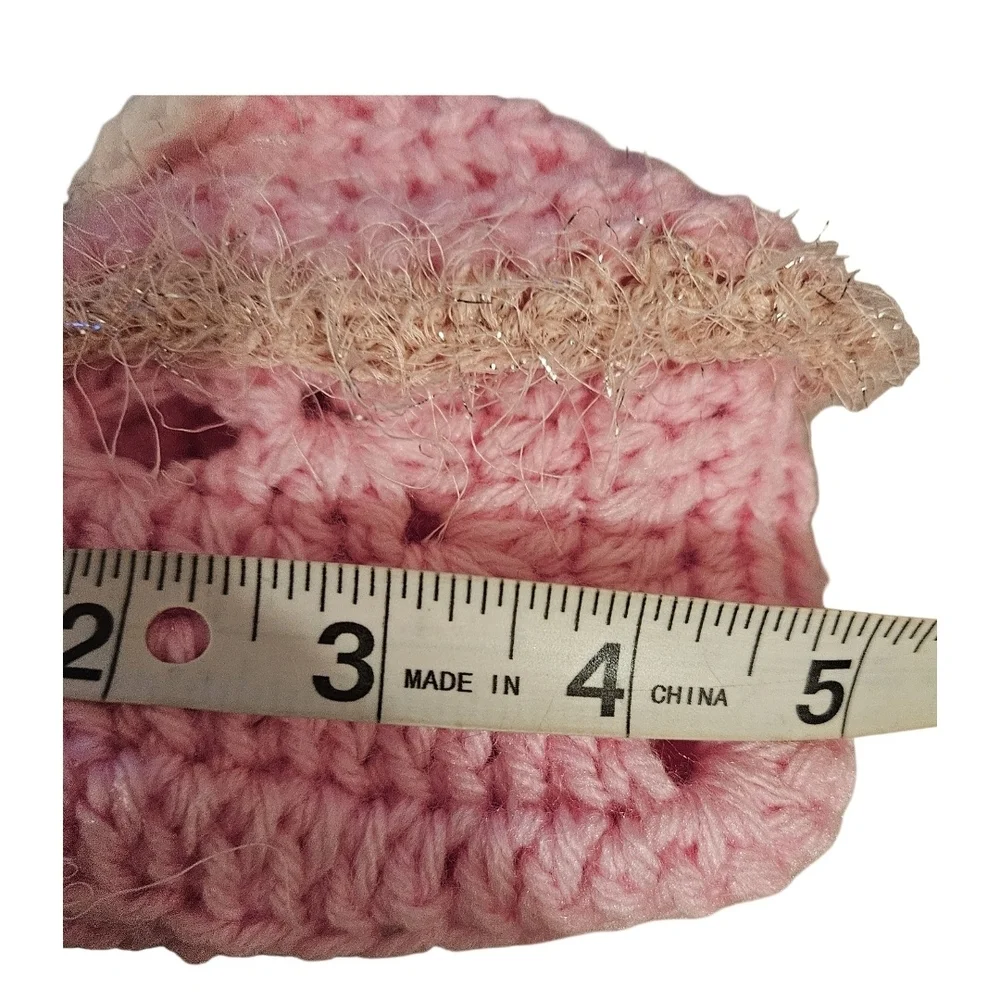 Hand Crochet Baby Booties Pink White Heart Valentine Granny Square Baby shoes 5